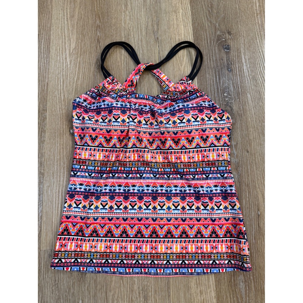 Next Tankini Top Women 32B/C Multi-Color‎ Geometric Tribal Racerback